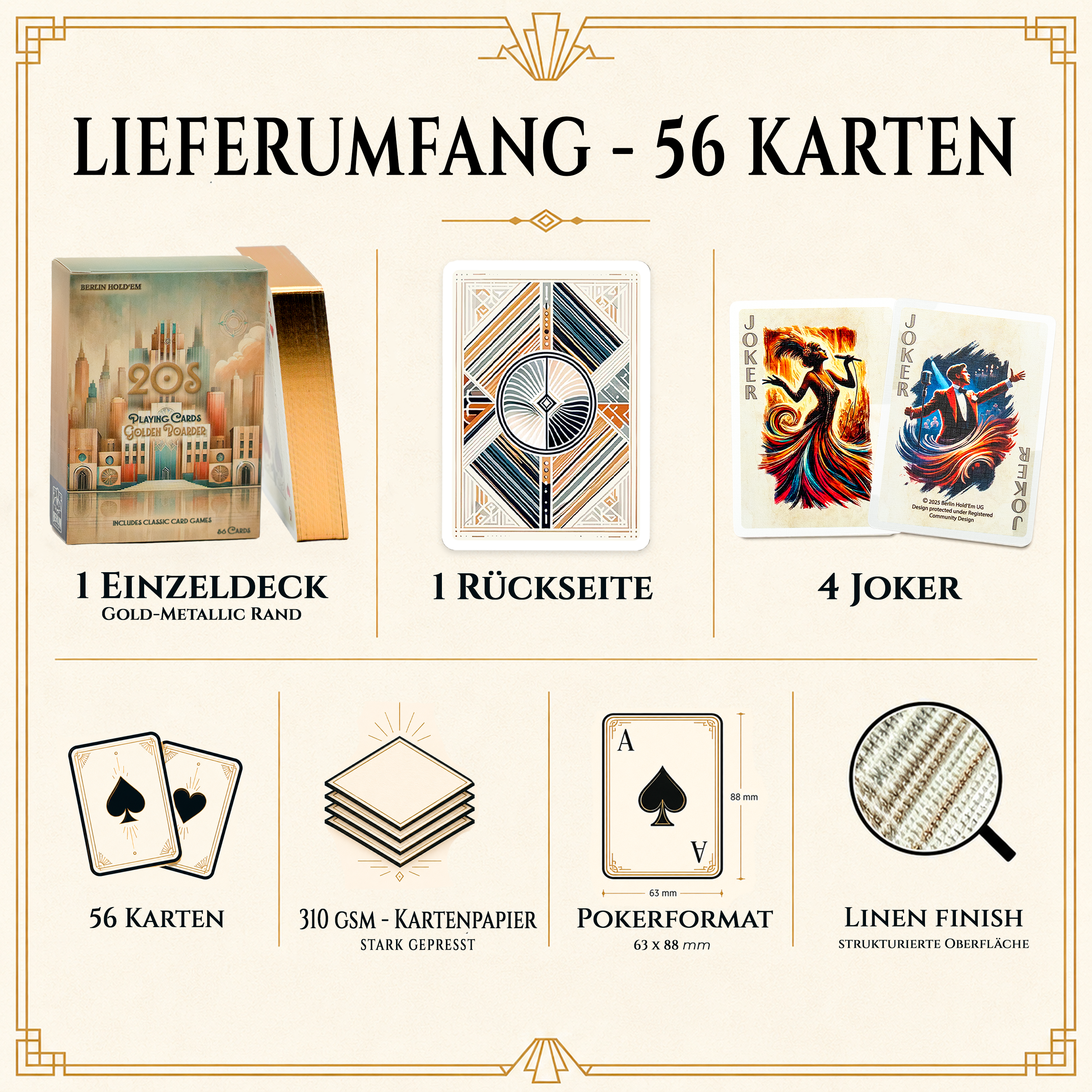 20s Spielkarten – Edition Hell, Goldschnitt