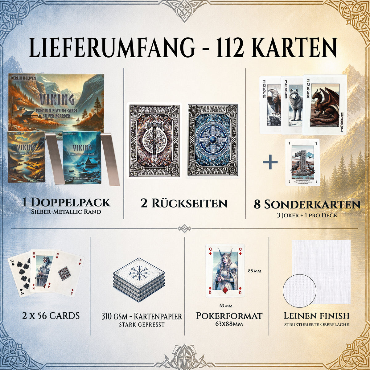 Viking Spielkarten – Doppelpack mit Silberschnitt