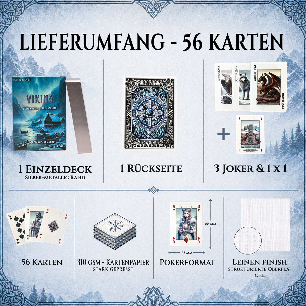 Viking Spielkarten – Edition Schild, Silberschnitt